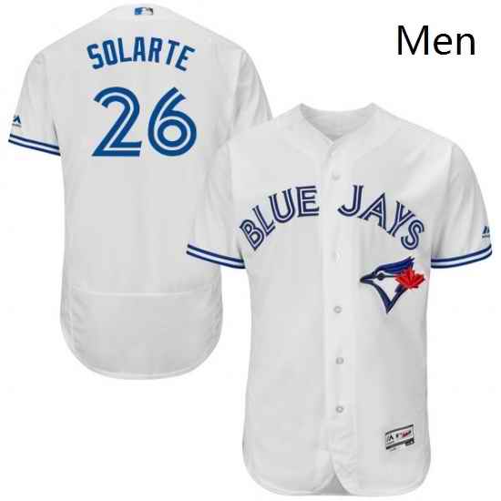 Mens Majestic Toronto Blue Jays 26 Yangervis Solarte White Home Flex Base Authentic Collection MLB Jersey